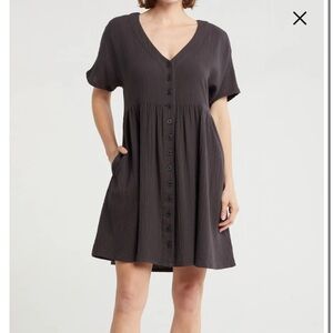 Madewell Linen-Blend Alexandra Button-Front Mini Dress Size XXS